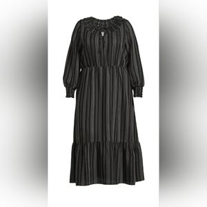 Terra &Sky Women's Plus Peasant Tiered Long Sleeve Maxi Dress, Size 3X